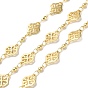 Rack Plating Brass Hollow Flower Link Chains, Soldered, with Spool, Cadmium Free & Lead Free