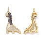 Brass Micro Pave Cubic Zirconia Pendants, Cadmium Free & Lead Free, Dinosaur Charms, Real 18K Gold Plated