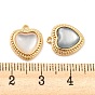 Natural Freshwater Shell Brass Heart Charms
