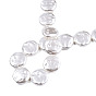 ABS Plastic Imitation Pearl Beads Strands, Flat Round