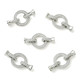 Cierres plegables de latón con microincrustaciones de circonitas cúbicas transparentes de Shegrace, anillo, sin cadmio, plomo, níquel
