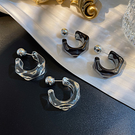 Geometric Diamond Acrylic Earrings for Women, French Retro Style, Transparent and Elegant Design