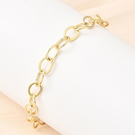 Браслеты-цепочки из латуни для женщин, долгоиграющий, гальваническое покрытие стеллажа, без свинца и без кадмия