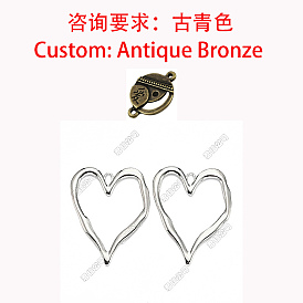 Alliage de style tibétain gros pendentifs, charmes de coeur, sans cadmium et sans nickel et sans plomb