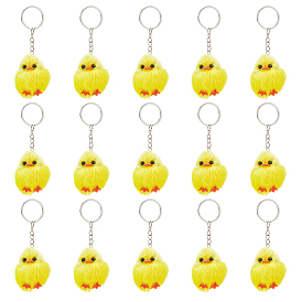 Cute Water Mink Mini Fur Chicken Pendant Bag Keychain, with Iron Findings