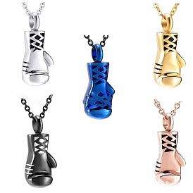 Stainless Steel Pendant Necklaces, Boxing Glove Urn Ashes Necklaces