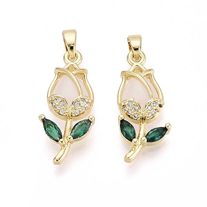 Латунные микро проложить кубического циркония подвески, цветок