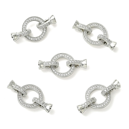 Cierres plegables de latón con microincrustaciones de circonitas cúbicas transparentes de Shegrace, anillo, sin cadmio, plomo, níquel