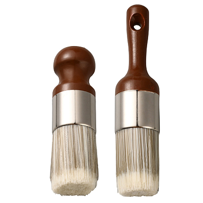 2Pcs 2 Styles PET Bristles Leather Furniture Oil Brush, with Wood Handle