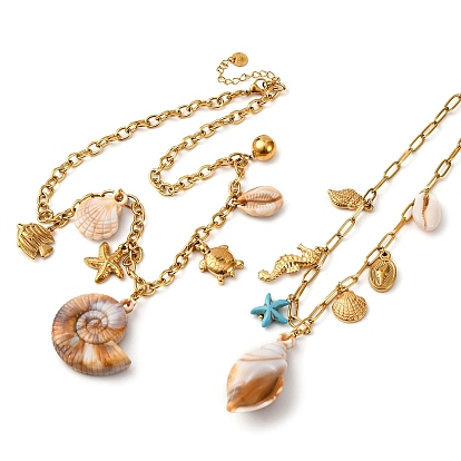 304 Женские подвески в форме ракушки из нержавеющей стали, с синтетической оболочкой