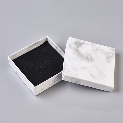 Paper Cardboard Jewelry Boxes, with Black Sponge Mat, Square
