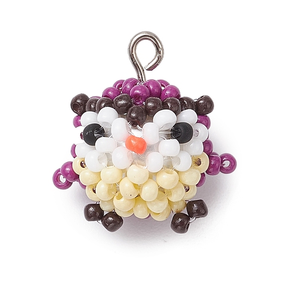 Стеклянные подвески из бисера, с платиновыми тоновыми железными петлями, очарование совы