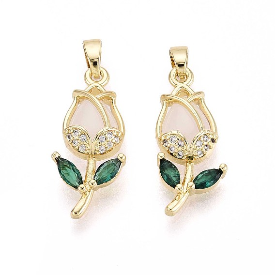 Латунные микро проложить кубического циркония подвески, цветок