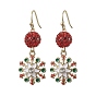 Серьги с подвесками из легированной эмали и стразами, снежинка, на Рождество