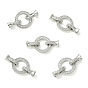 SHEGRACE Brass Micro Pave Clear Cubic Zirconi Fold Over Clasps, Ring, Cadmium Free & Lead Free & Nickel Free
