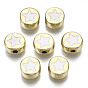 Alloy Enamel Beads, Cadmium Free & Lead Free, Flat Round with Star, Light Gold