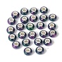 Rondelle Resin European Beads, Large Hole Beads, Imitation Stones, with Silver Tone Brass Double Cores