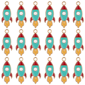 50подвески из эмалированной стали с покрытием из светлого золота, ракета