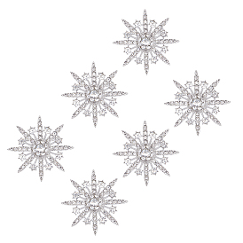 6шт. броши из сплава со стразами, 8 булавки с заостренными звездами