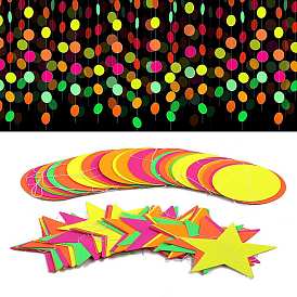 Luminous Paper Garlands, Glitter Star/Round Hanging Streamer, Glow in the Dark, for Festive & Party Decoration