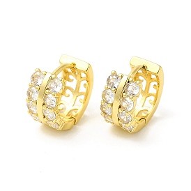 Cubic Zirconia Branch Thick Hoop Earrings, Real 18K Gold Plated Brass Jewelry for Women, Cadmium Free & Nickel Free & Lead Free