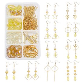 SUNNYCLUE DIY Jewelry Set Making Kit, Brass Linking & Pendant & Earring Hook & Jump Ring & Pins & Bead, Alloy Pendant, Glass Beads, Iron Links