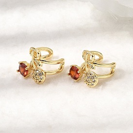 Серьги-манжеты из вишневой латуни с микропаве из кубического циркония, без кадмия и без свинца, долговечный, стойки покрытие