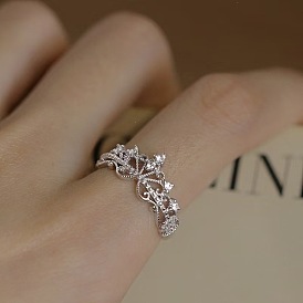 Offene Manschettenringe aus einer Legierung mit Strasssteinen für Damen, Blume