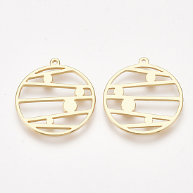 Brass Pendants, Nickel Free, Real 18K Gold Plated, Flat Round