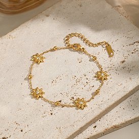 304 Браслеты из нержавеющей стали с кристаллами и стразами для женщин, цветок, ионное покрытие (ip), без кадмия, без никеля и без свинца