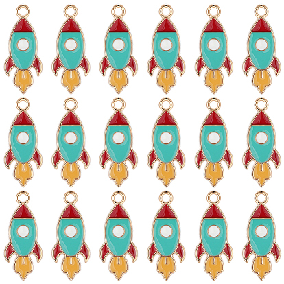 50подвески из эмалированной стали с покрытием из светлого золота, ракета