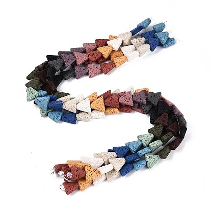 Бусы из натуральной лавы, окрашенные, треугольные