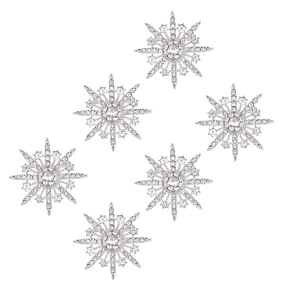 6шт. броши из сплава со стразами, 8 булавки с заостренными звездами