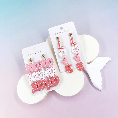 Акриловые болтаться серьги стержня, слово, золотые