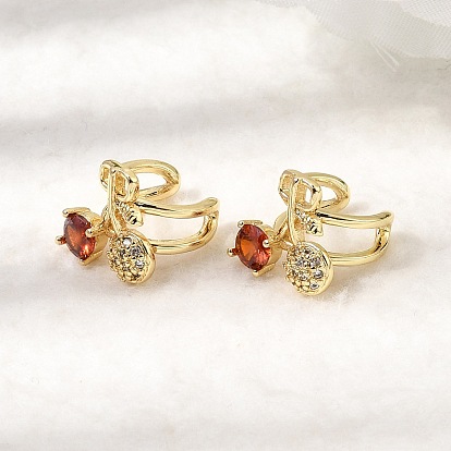 Серьги-манжеты из вишневой латуни с микропаве из кубического циркония, без кадмия и без свинца, долговечный, стойки покрытие