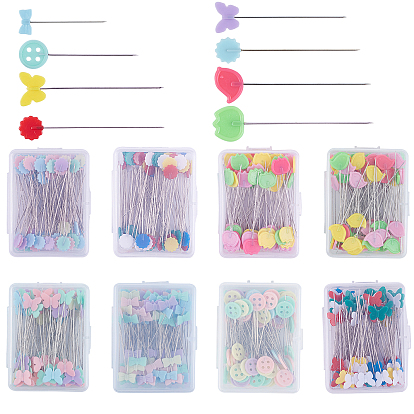 Iron Head Pins, Straight Pins, Dressmaker Pins, Sewing Pin for DIY Sewing Crafts, with Plastic, Mixed Shapes