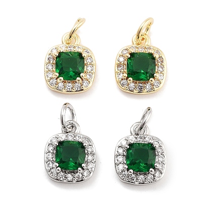 Латунь с кубическим цирконием подвеской, с целью перехода в кольце, без кадмия, без никеля и без свинца, овальные, зелёные