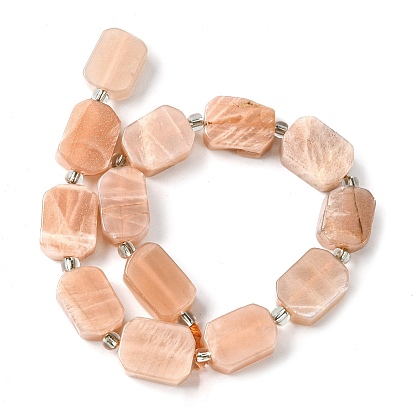 Sunstone naturelle perles brins, avec des perles de rocaille, rectangle