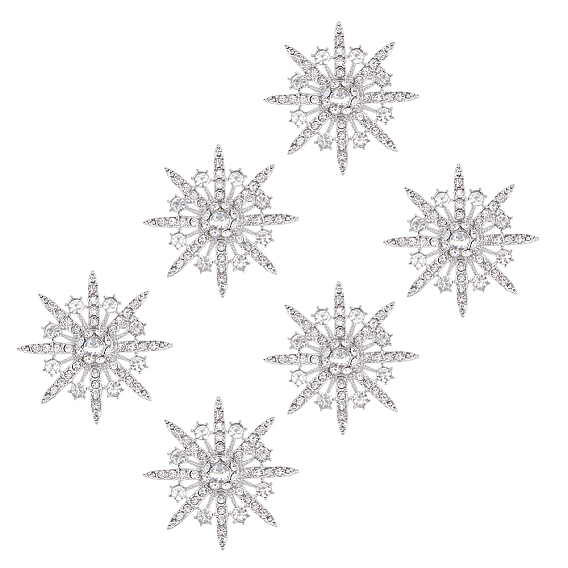 6шт. броши из сплава со стразами, 8 булавки с заостренными звездами