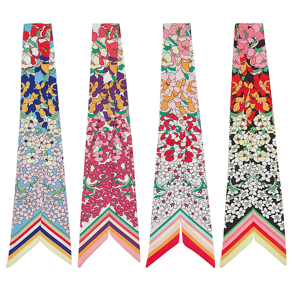 8шт. 4цветов, шарф из искусственного шелка с цветочным узором для женщин и девушек