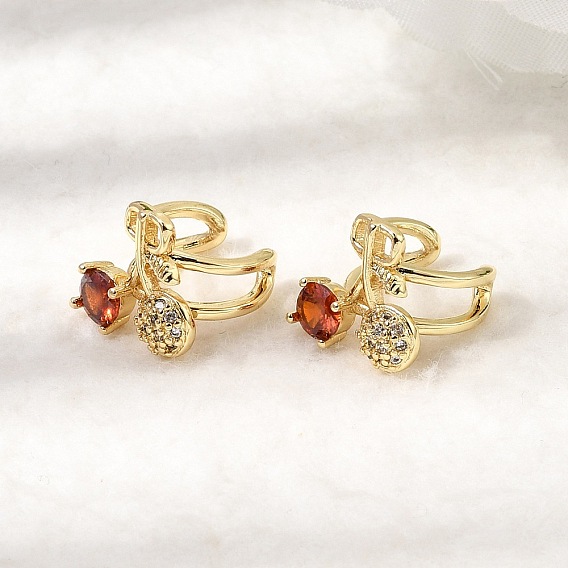 Серьги-манжеты из вишневой латуни с микропаве из кубического циркония, без кадмия и без свинца, долговечный, стойки покрытие