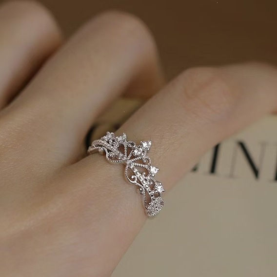 Alloy Rhinestone Cuff Open Rings for Women, Flower