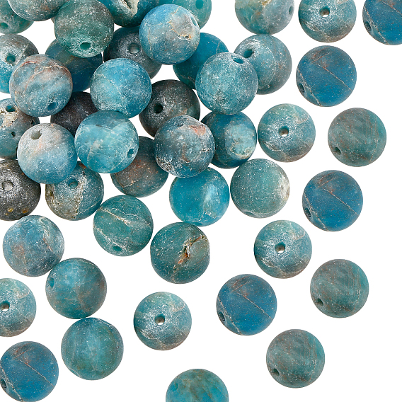 1 Strand Natural Apatite Beads Strands, Round, Frosted