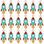 50Pcs Light Gold Plated Alloy Enamel Pendants, Rocket