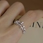 Alloy Rhinestone Cuff Open Rings for Women, Flower