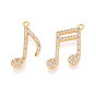 Латунные микропаве прозрачные подвески с фианитом, музыкальная нота, без никеля 