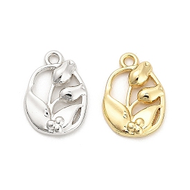 Rack Plating Alloy Pendants, Flower Charms