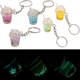 Acrylic Pendants Keychain, with Metal, Drink