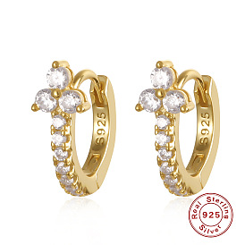 Flower Diamond Stud Earrings in Sterling Silver for Women - Trendy and Versatile Jewelry