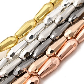 Стеклянные бусины с гальваническим покрытием , teadrop, граненые